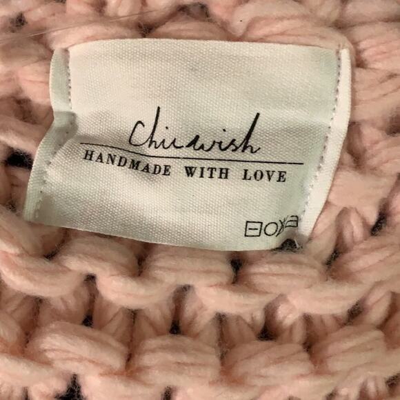 NWT CHIC WISH PINK OPEN CARDIGAN POM POM SWEATER SIZE L - Picture 3 of 8